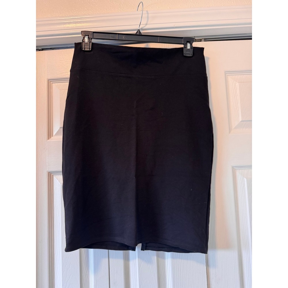 Hybrid & Company Black Pencil Skirt XL Stretch Knee Length Slit Made in USA